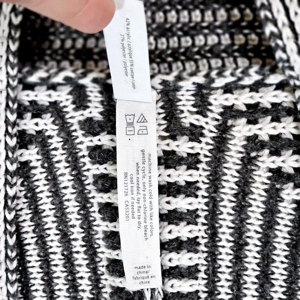 Aeropostale Women's Black White Cardigan Sweater Cable Knit Open Front Size S/P - Picture 4 of 7